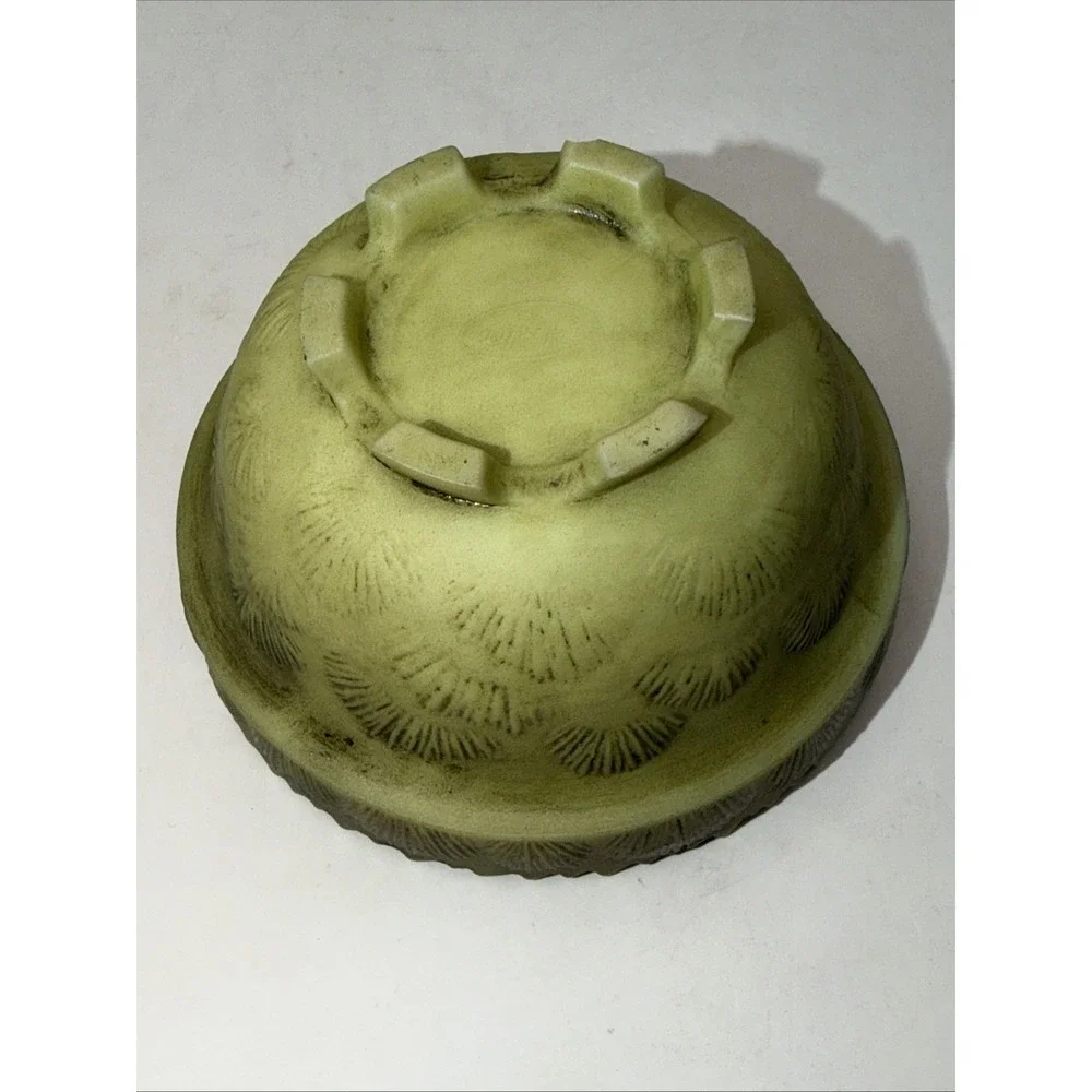 Fenton Nativity Scene Fairy Lamp SIGNED Relief Green White Free Ship 4.75